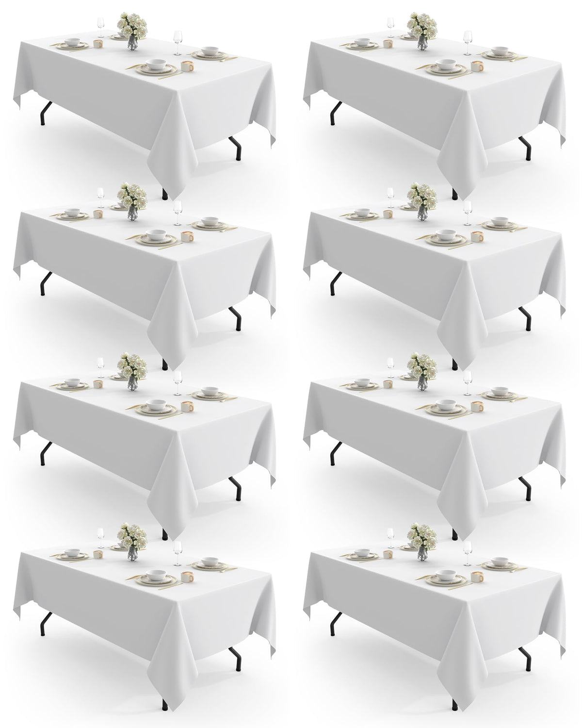 Pureegg rectangle tablecloth on table showing durable polyester fabric for protection.