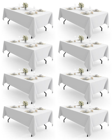 Pureegg rectangle tablecloth on table showing durable polyester fabric for protection.