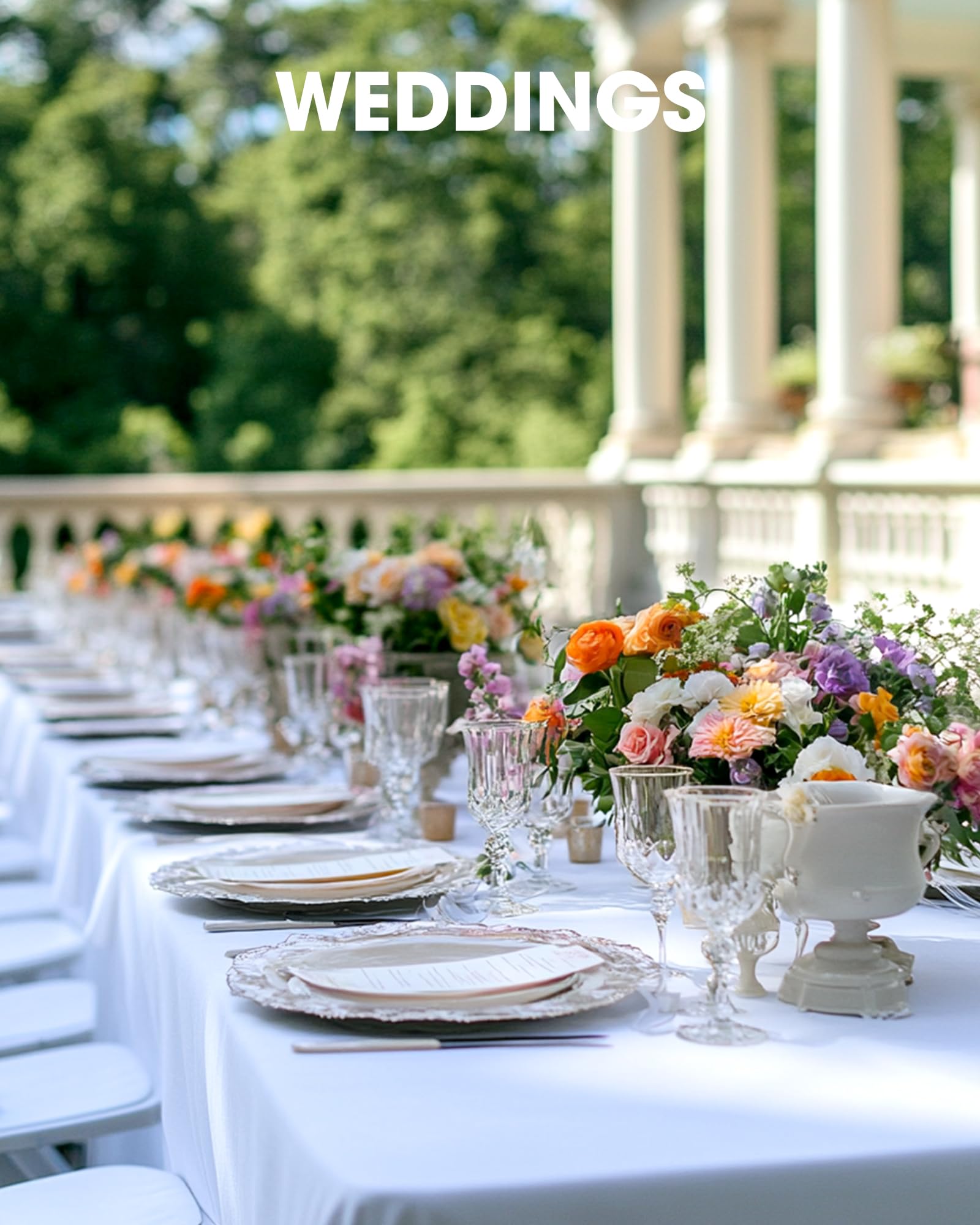 Pureegg rectangle table cloth suits weddings, picnics, and banquets with style.