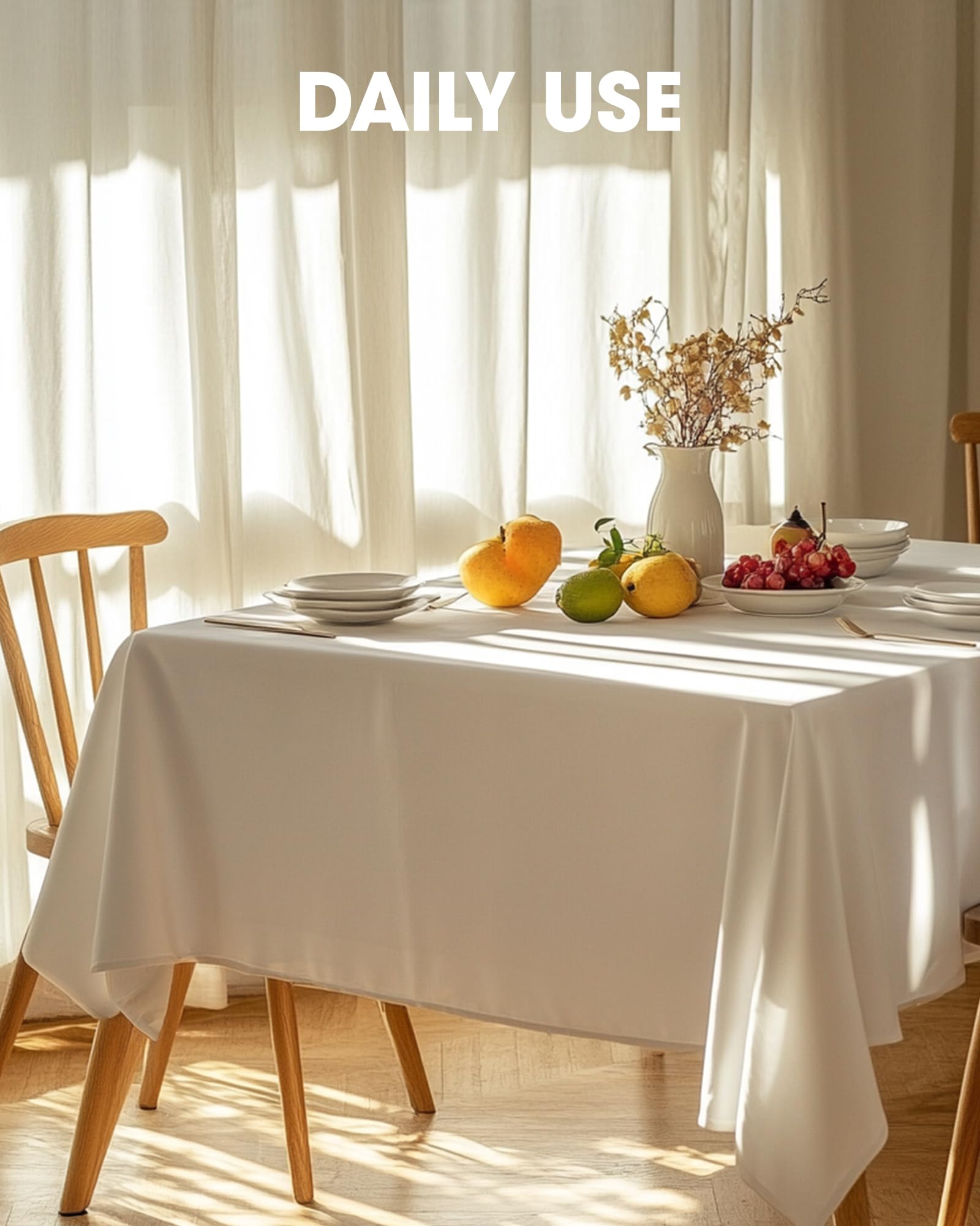 Pureegg rectangle tablecloth offers stain and spill protection for clean tables