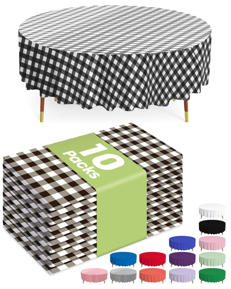 Pureegg round 84-inch table cloth on a table showing fit and versatility for events.