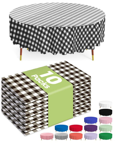 Pureegg round 84-inch table cloth on a table showing fit and versatility for events.