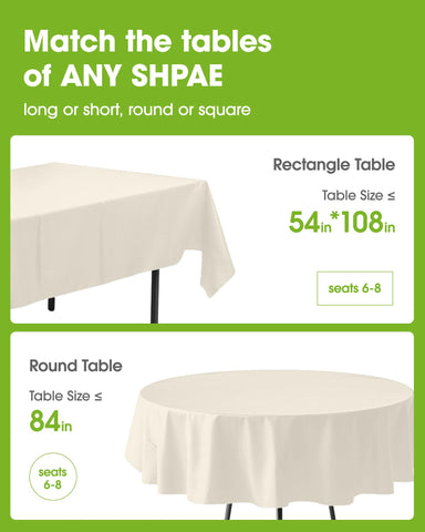 Pureegg beige 84-inch round tablecloth on dining table for party ambiance