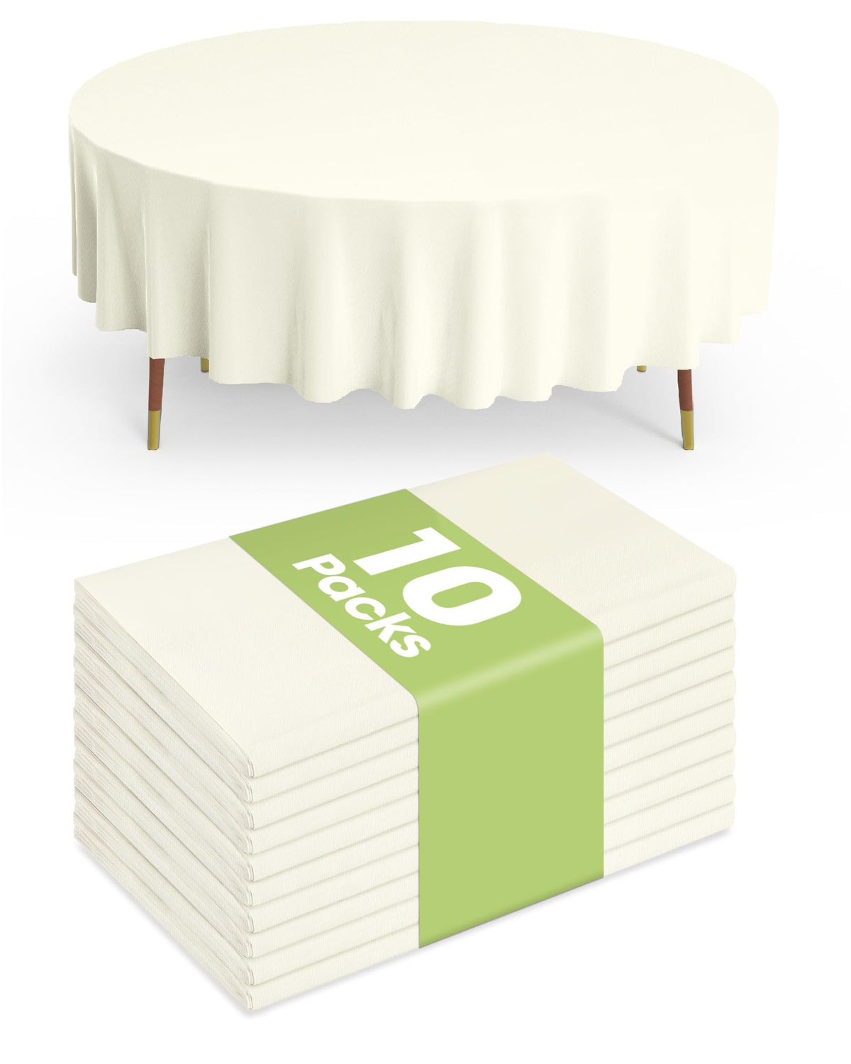 Pureegg 84-inch cream round tablecloth draped over wedding-table for elegant setup