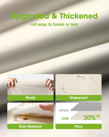 Pureegg ivory round tablecloth outdoors, protecting surface during outdoor dining