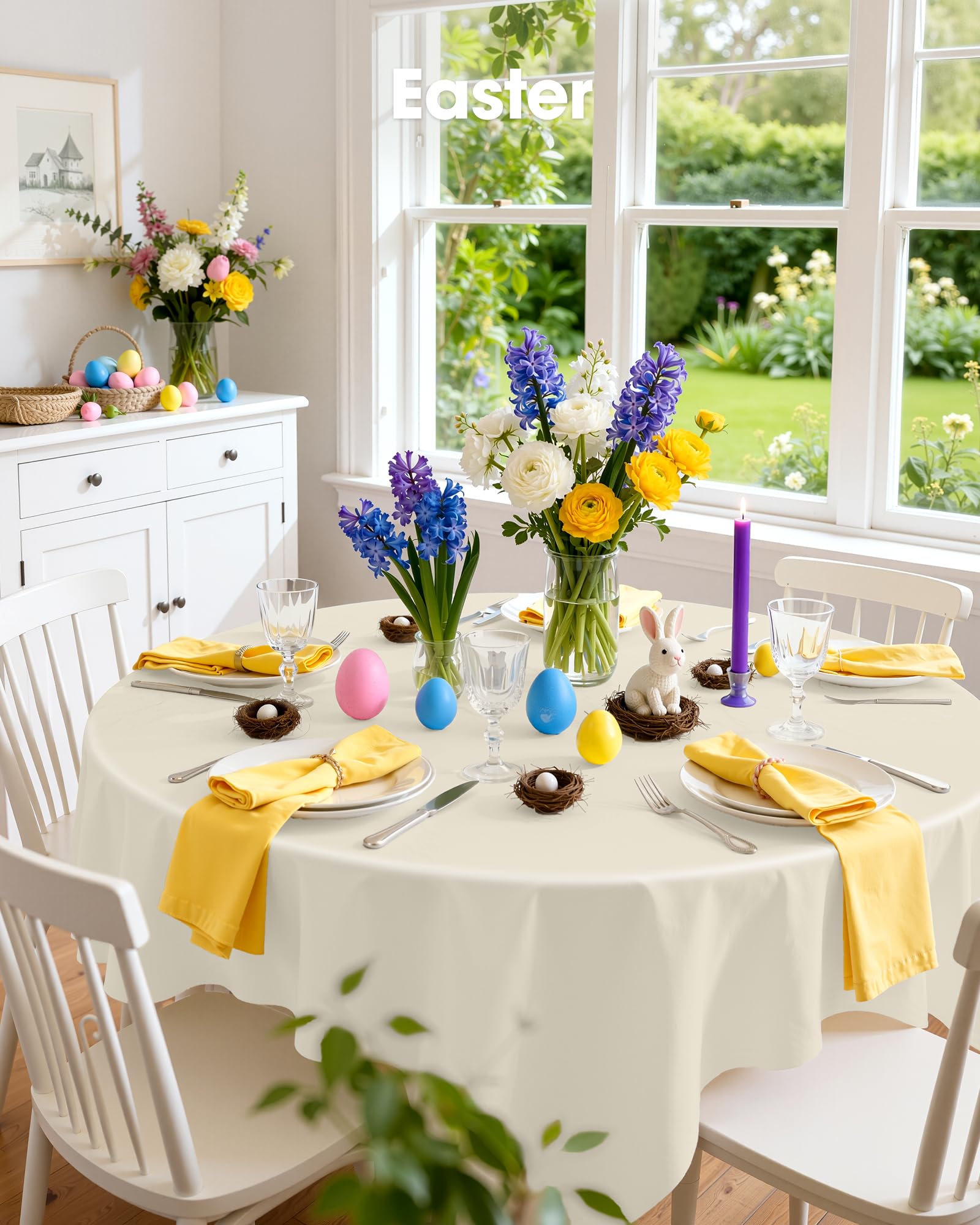 Pureegg round tablecloth fitting various tables for gatherings