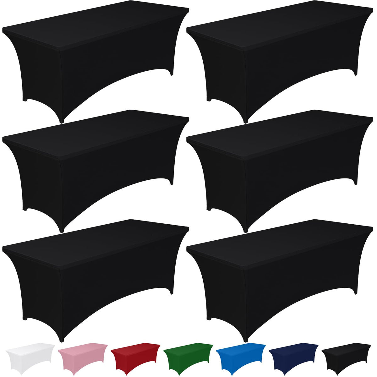 Pureegg Spandex tablecloth on a 6ft table with a sleek, professional look.