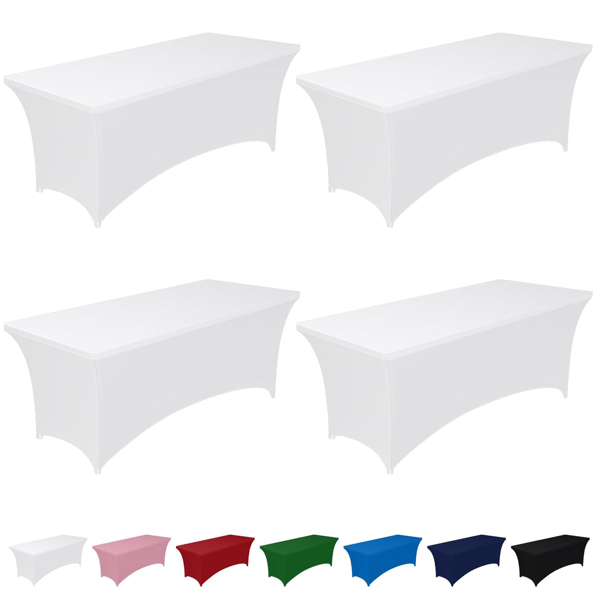 Pureegg spandex tablecloth 6ft fit closeup showing snug elastic for rectangle tables.