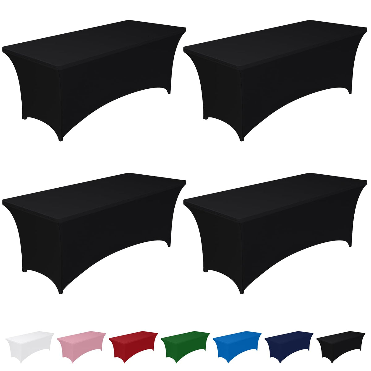 Pureegg Spandex tablecloth on a 6-foot table with a snug, wrinkle-free fit.
