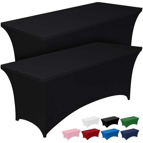 Pureegg 8ft spandex tablecloth in full drape for a polished event.