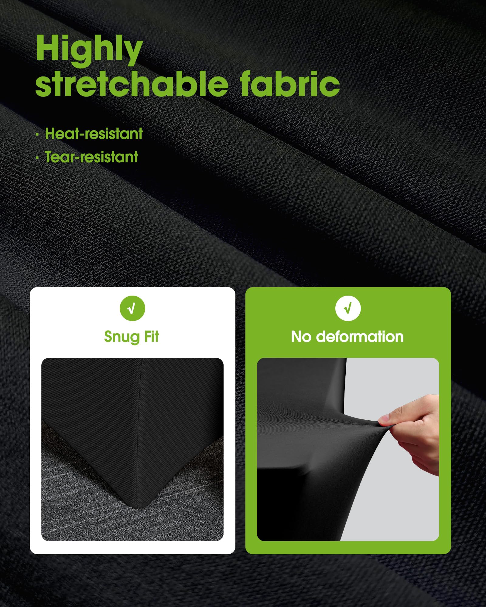 Pureegg 8ft tablecloth features twin-needle stitching for durability.