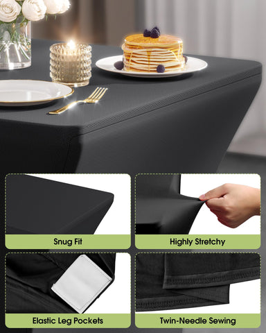 Pureegg spandex tablecloth tight fit on rectangle table for a sleek, professional look.