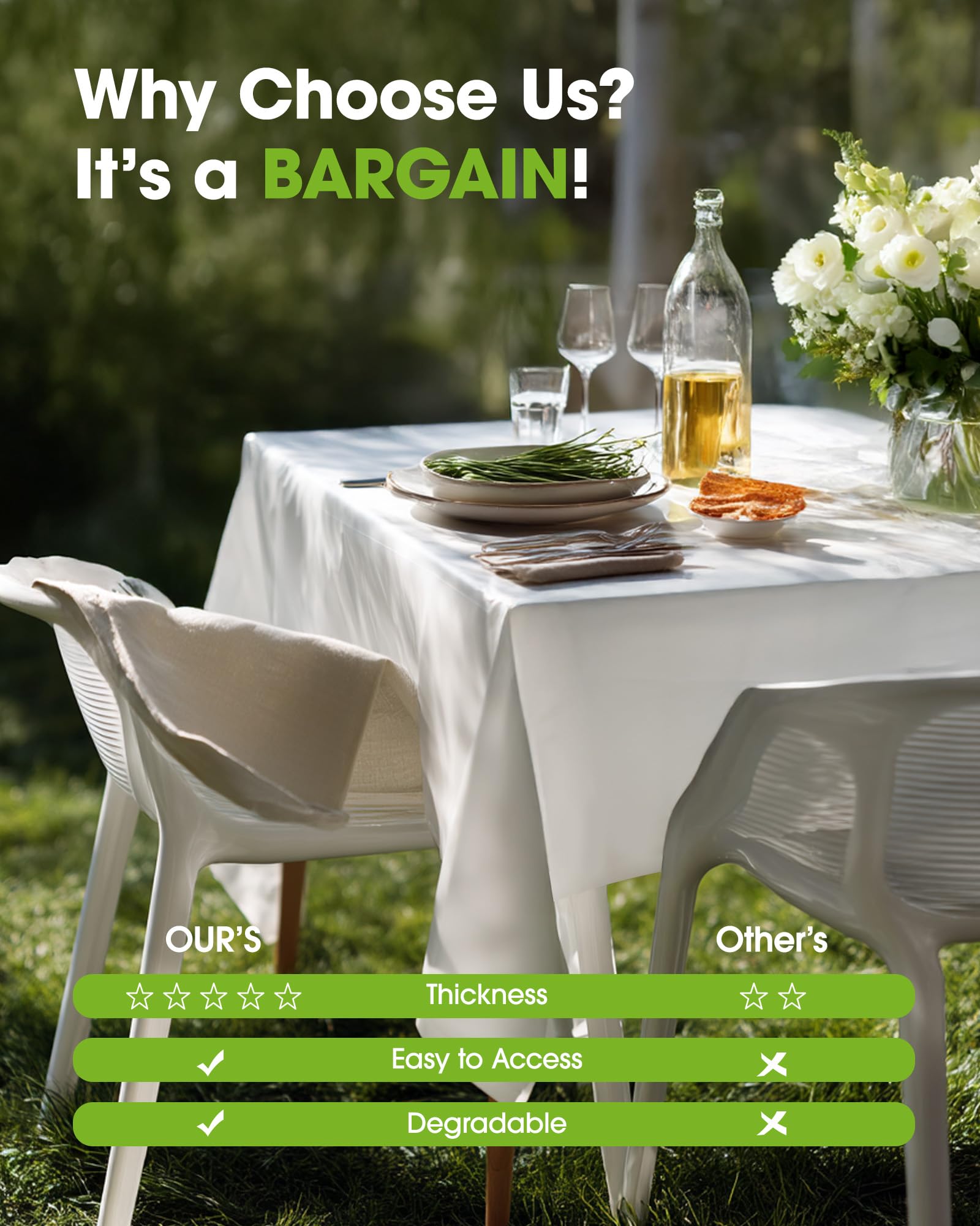 Pureegg table cloth durable sturdy material supports everyday use.