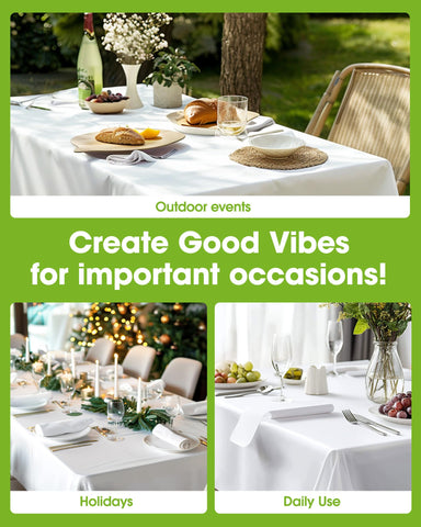 Pureegg table cloth for party or wedding use creates a clean backdrop.