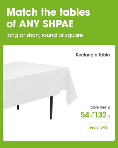 Pureegg tablecloth covering an 11-foot table for versatile events.