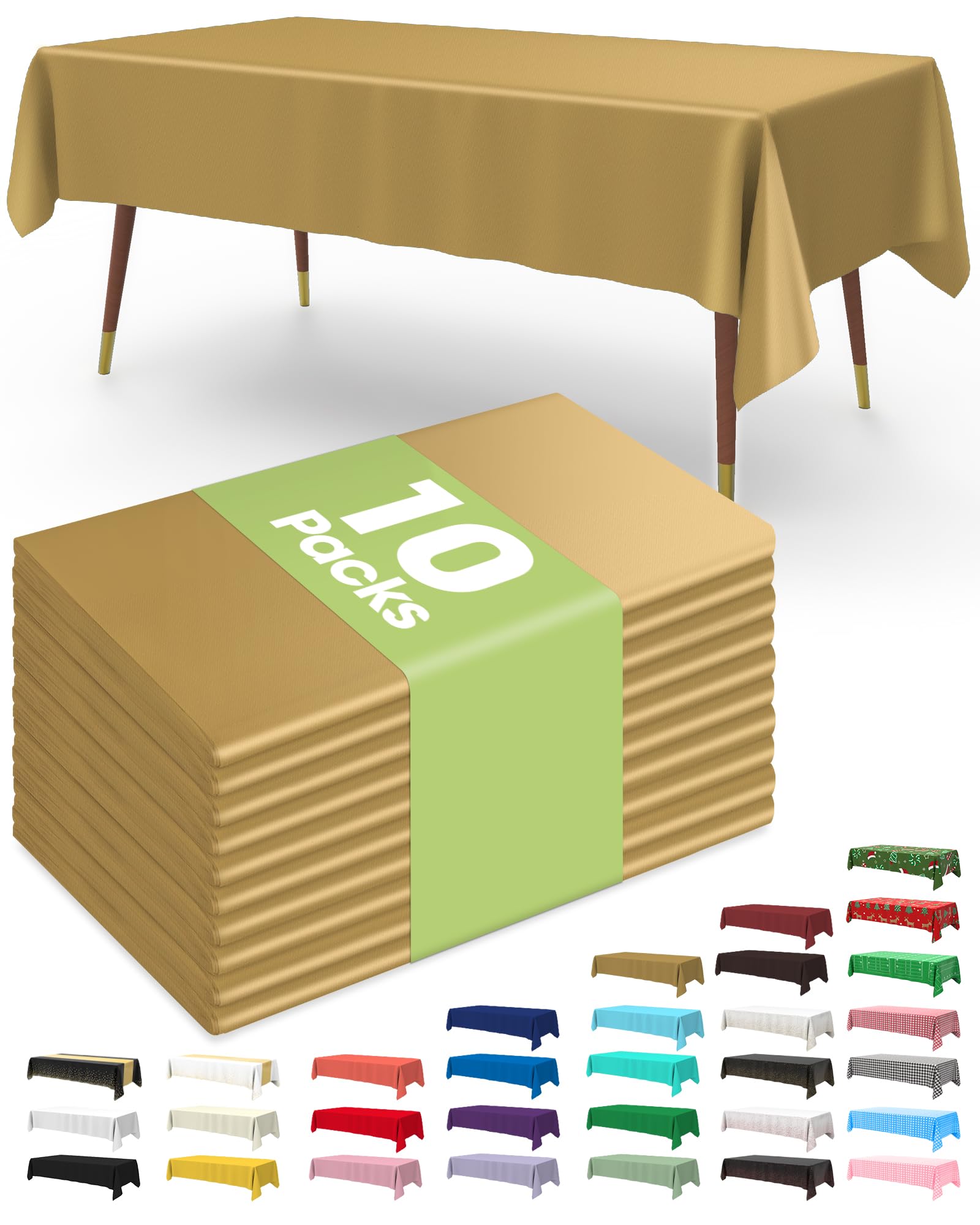 Pureegg 54x108 inch gold disposable tablecloth for elegant events.
