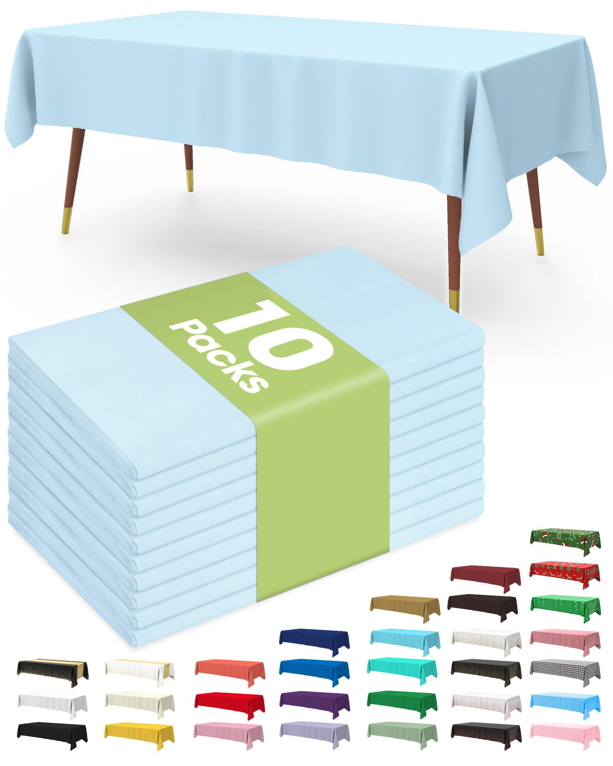 Pureegg tablecloth in light blue 54x108 protects rectangular tables during meals