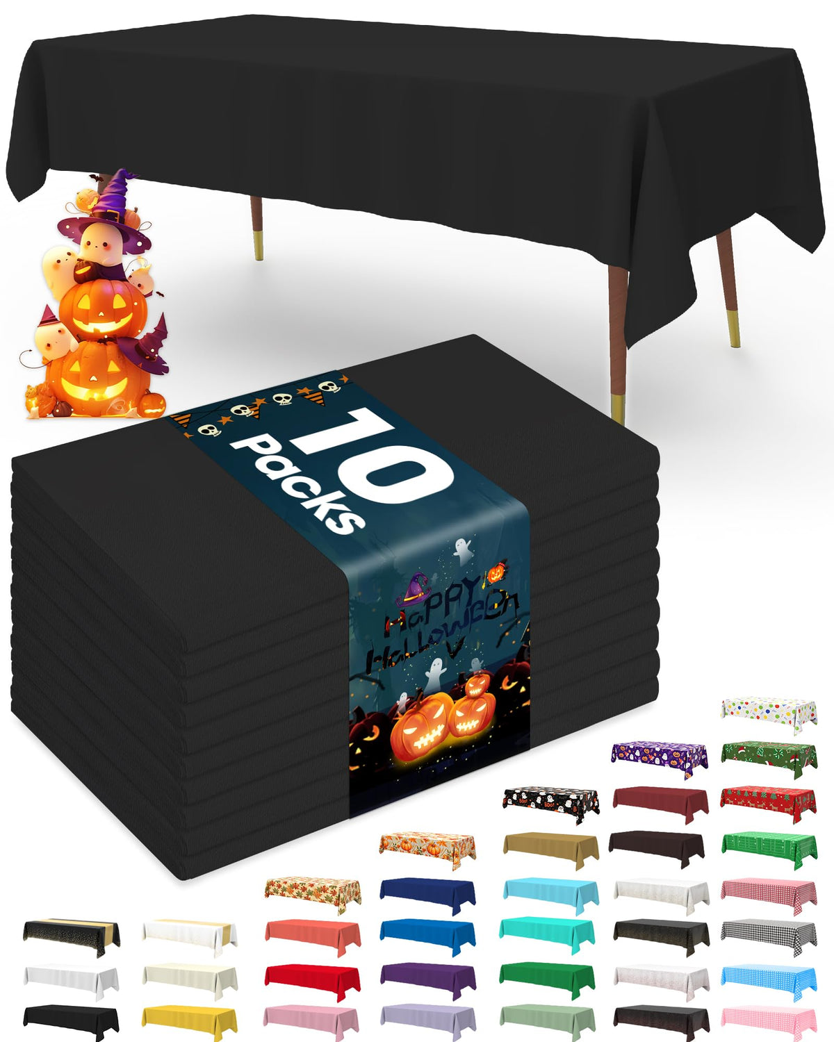 Pureegg 54x72 black disposable tablecloth for spill protection