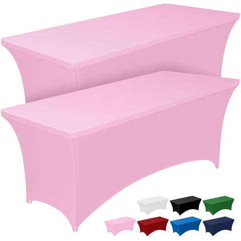 Pureegg 6ft 2-pack tablecloth fits rectangle tables with elastic, wrinkle-resistant fabric.