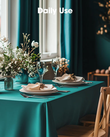 Pureegg tablecloth teal decor enhances Easter and summer celebrations.