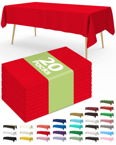 Pureegg disposable red tablecloth protects surfaces during meals and gatherings