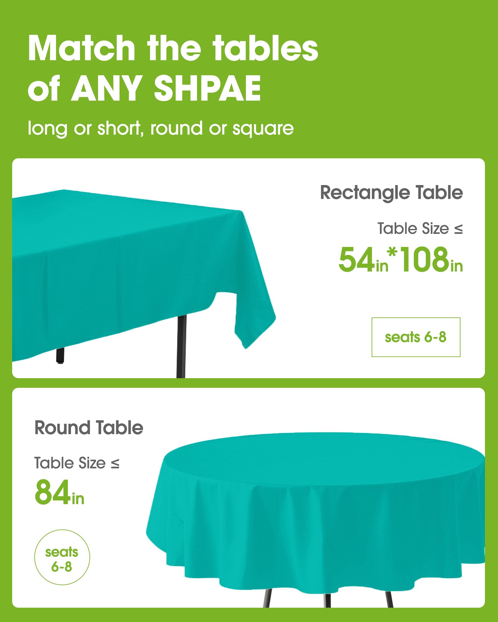Pureegg Easter party teal tablecloth adds festive color and quick cleanup.