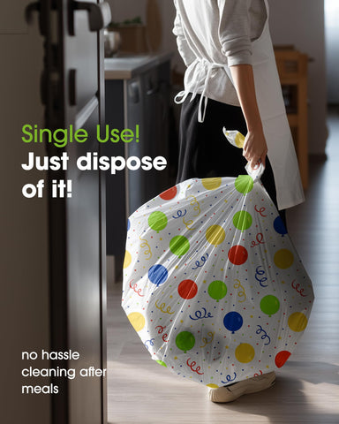 Pureegg disposable tablecloth makes cleanup quick after lively dinners.