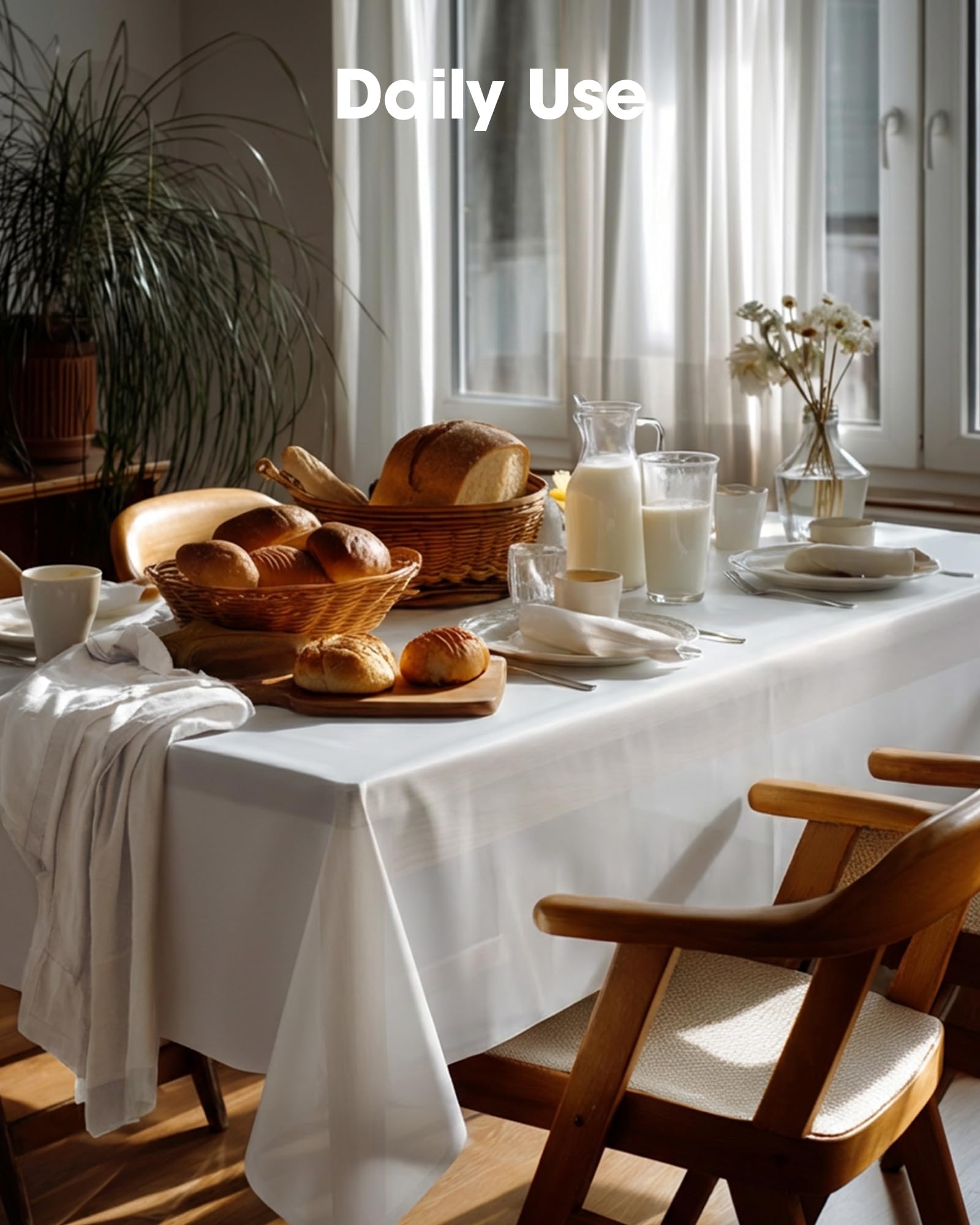 Pureegg disposable tablecloth highlighting easy cleanup after use