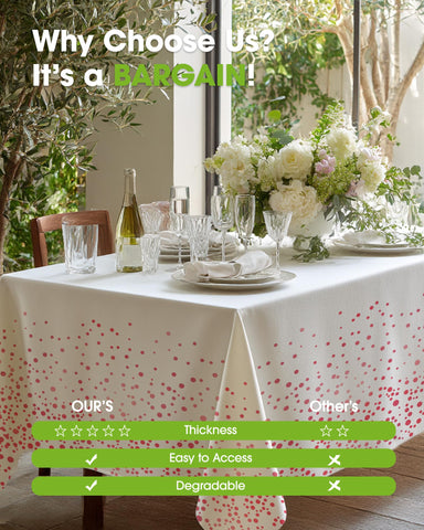 Pureegg graduation 2025 decor tablecloth with white and rose gold tones.