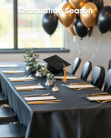 Pureegg black tablecloth enhances Halloween party setup