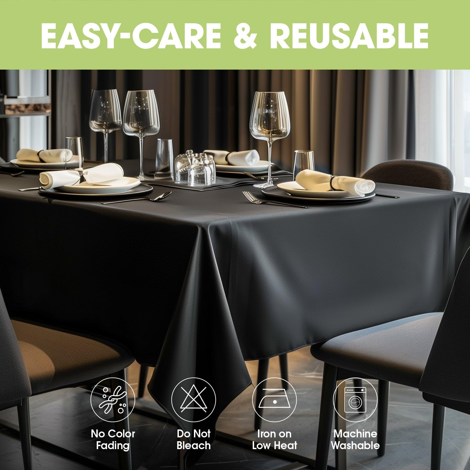 Pureegg indoor meeting tablecloth in black complements formal decor.