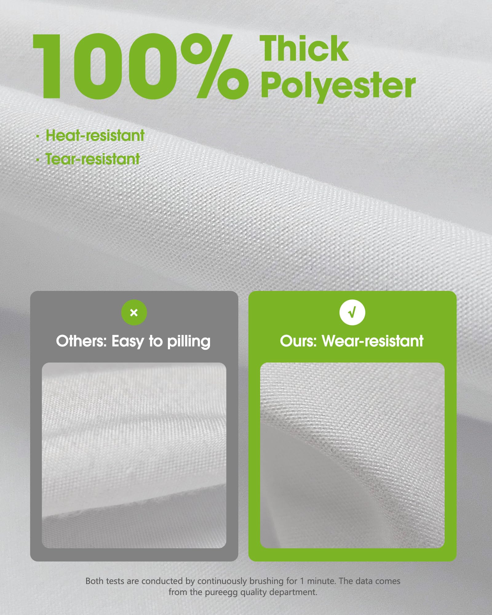 Pureegg tablecloth easily ironed at low heat for crisp look.
