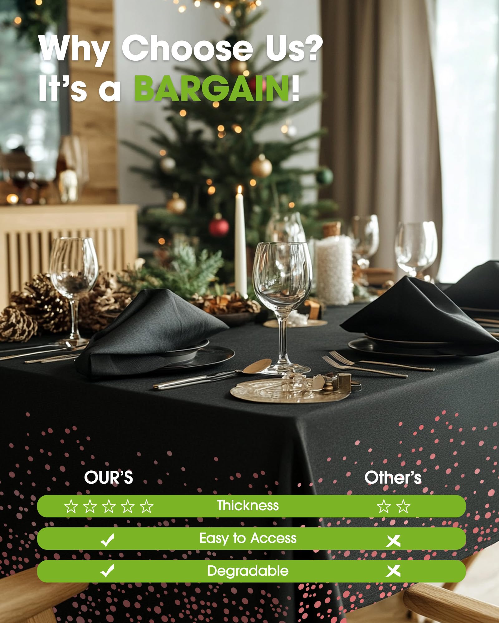 Pureegg tablecloth on a dining table creates ready-to-serve settings.