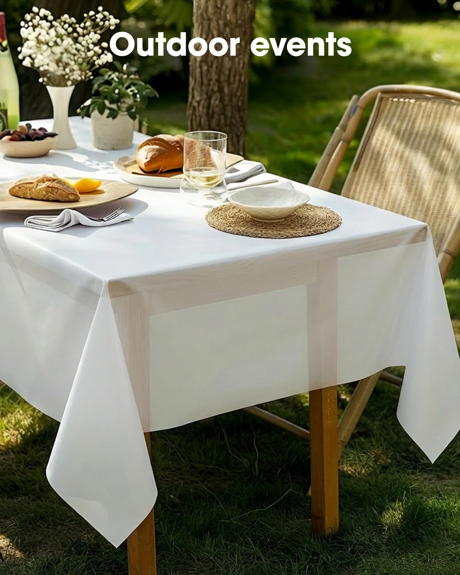 Stacked Pureegg tablecloths in a 10-pack, ready for events