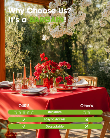 Pureegg sturdy leakproof red tablecloth protects tables from spills