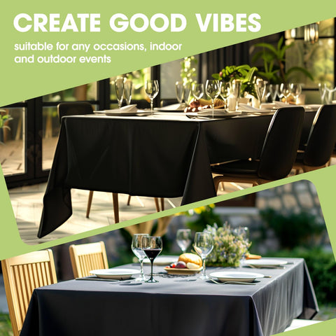 Pureegg tear-resistant polyester tablecloth in black withstands busy use.