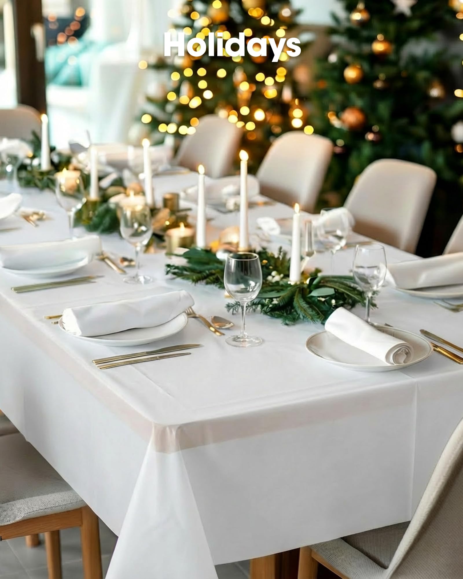 Pureegg tablecloth at wedding reception tables, ready for guests