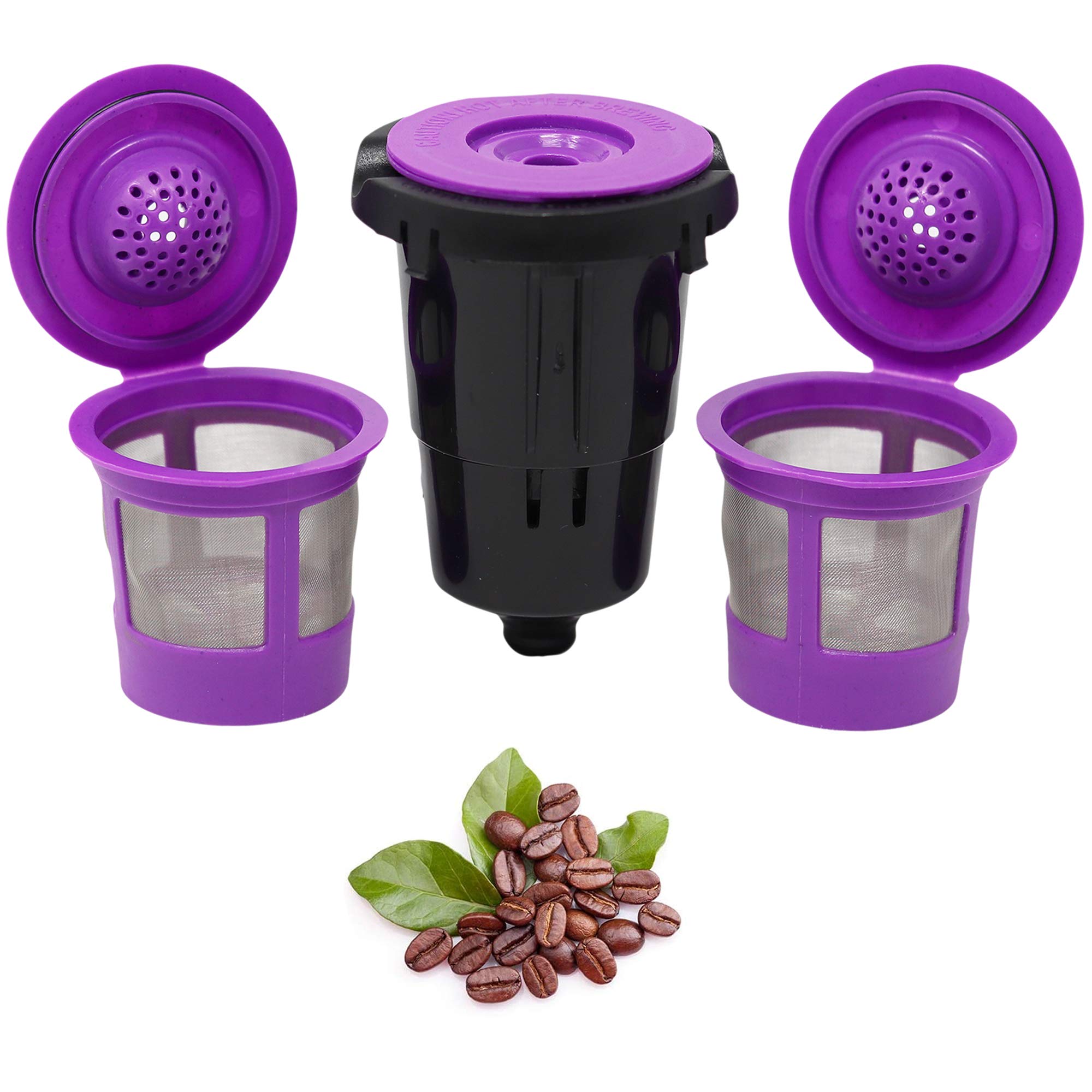 PUREHQ reusable K-Cups assembly with adapter and three pods for Keurig