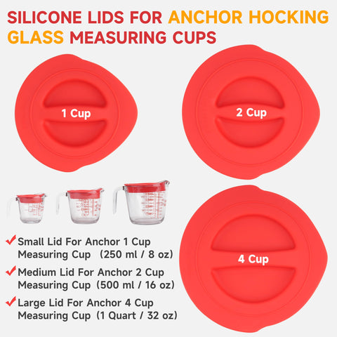 Purekra lid for Anchor Hocking 2-cup glass measuring cup; reusable and leak-resistant.