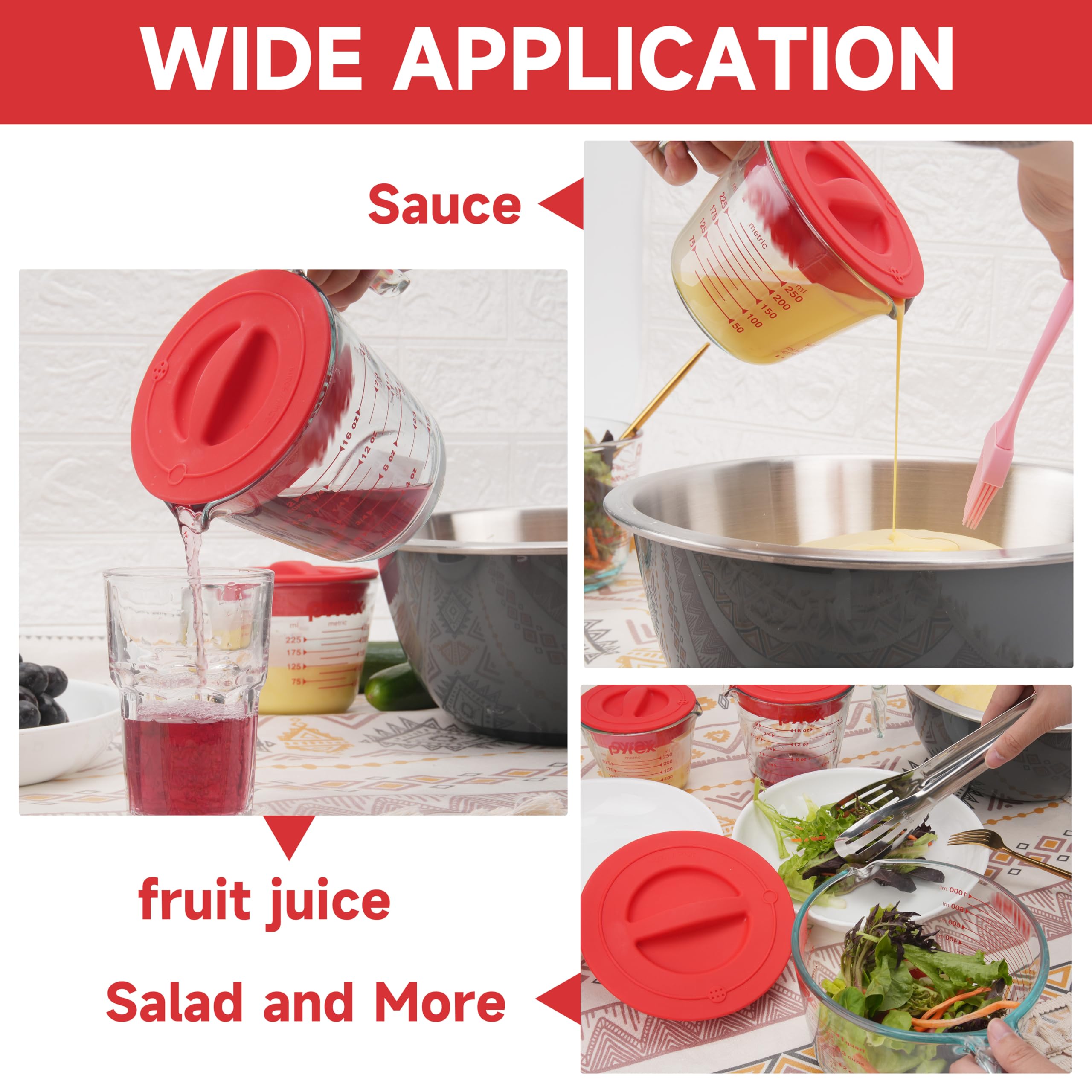 Purekra 3-pack lids set for Pyrex measuring cups