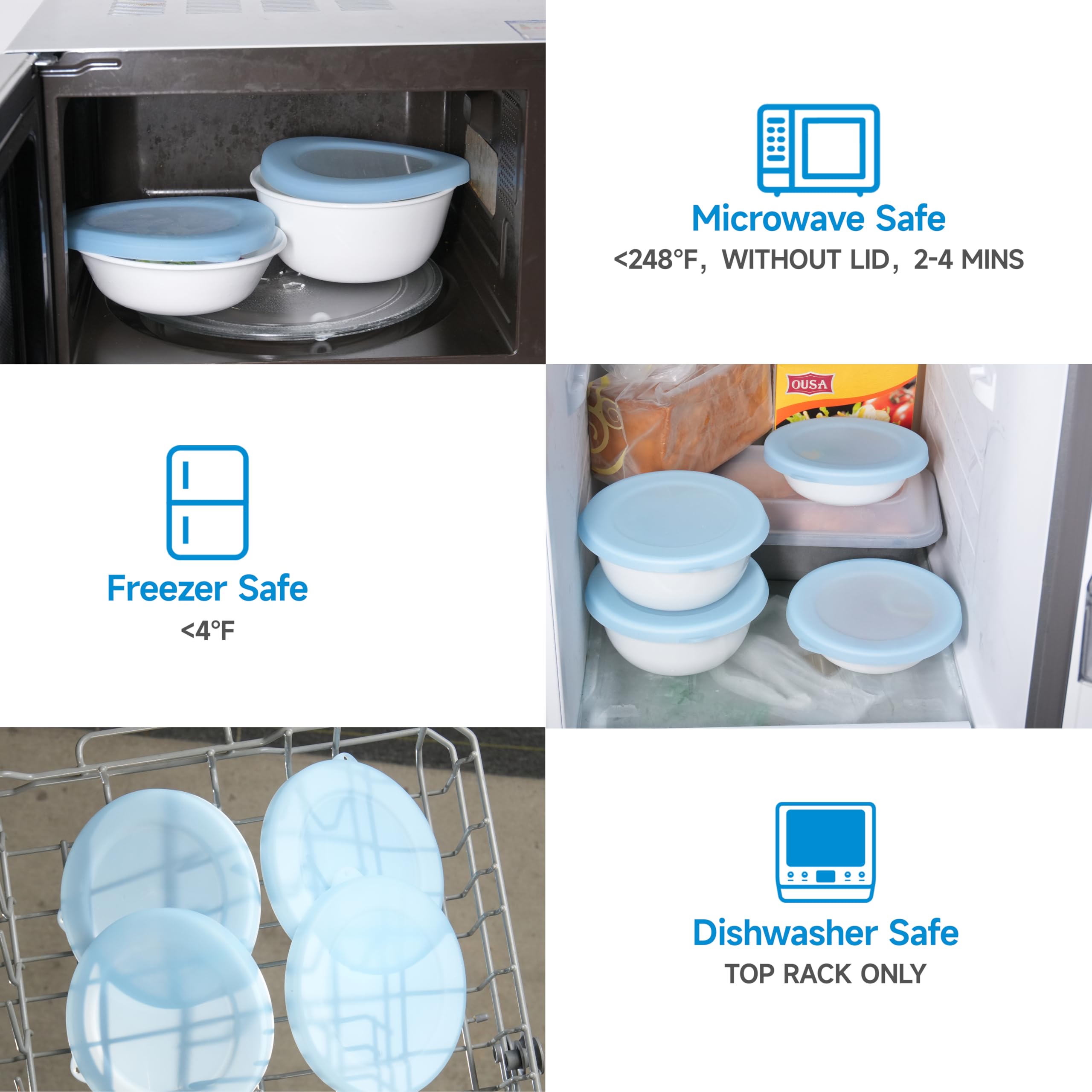 Close-up of Purekra silicone lid rim on Corelle shows a flexible, durable edge