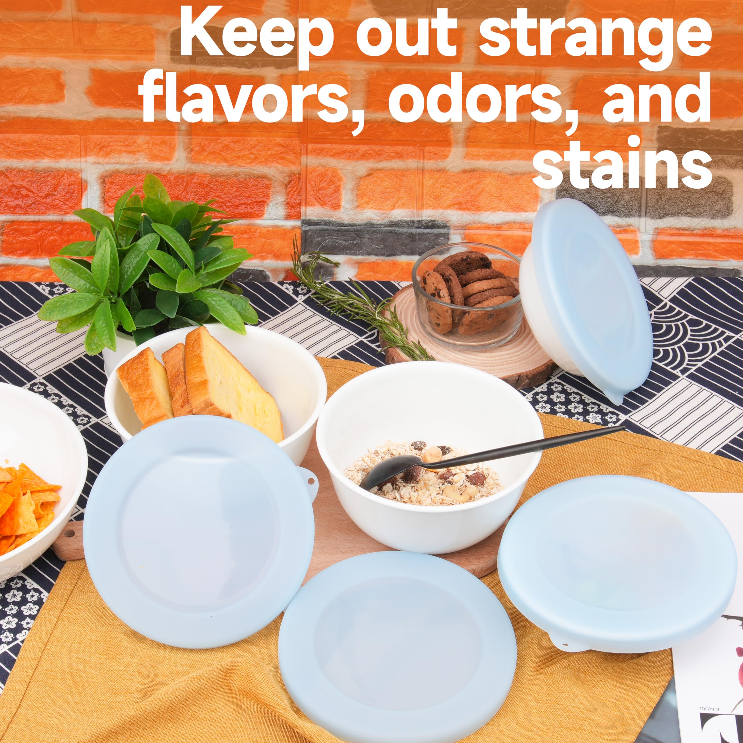Stackable Purekra silicone lids save cabinet space after washing