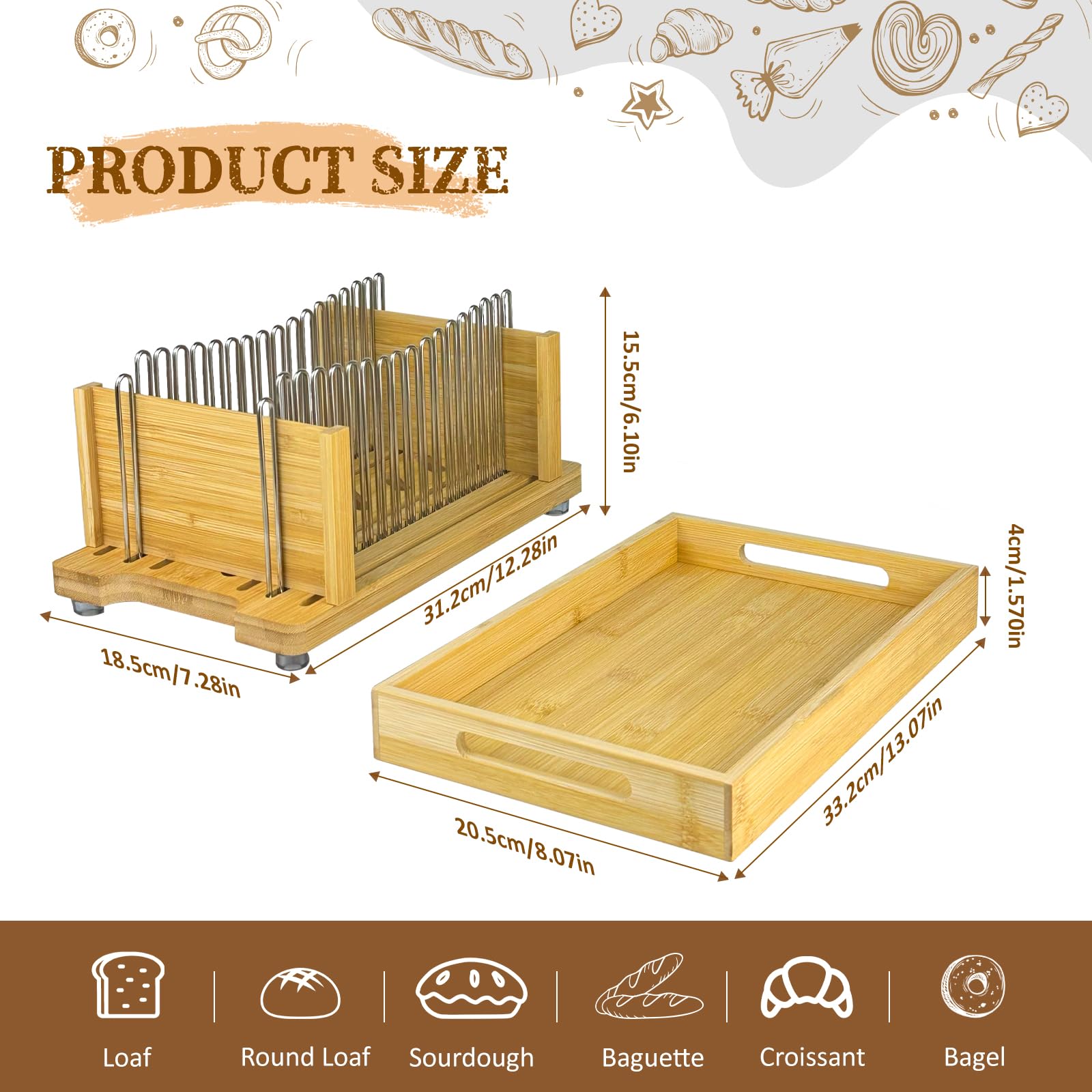 Adjustable width and thickness on PURENJOY slicer securely holds bread.