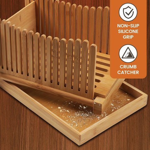 PURENJOY bread slicer with three thickness guides for even slices.