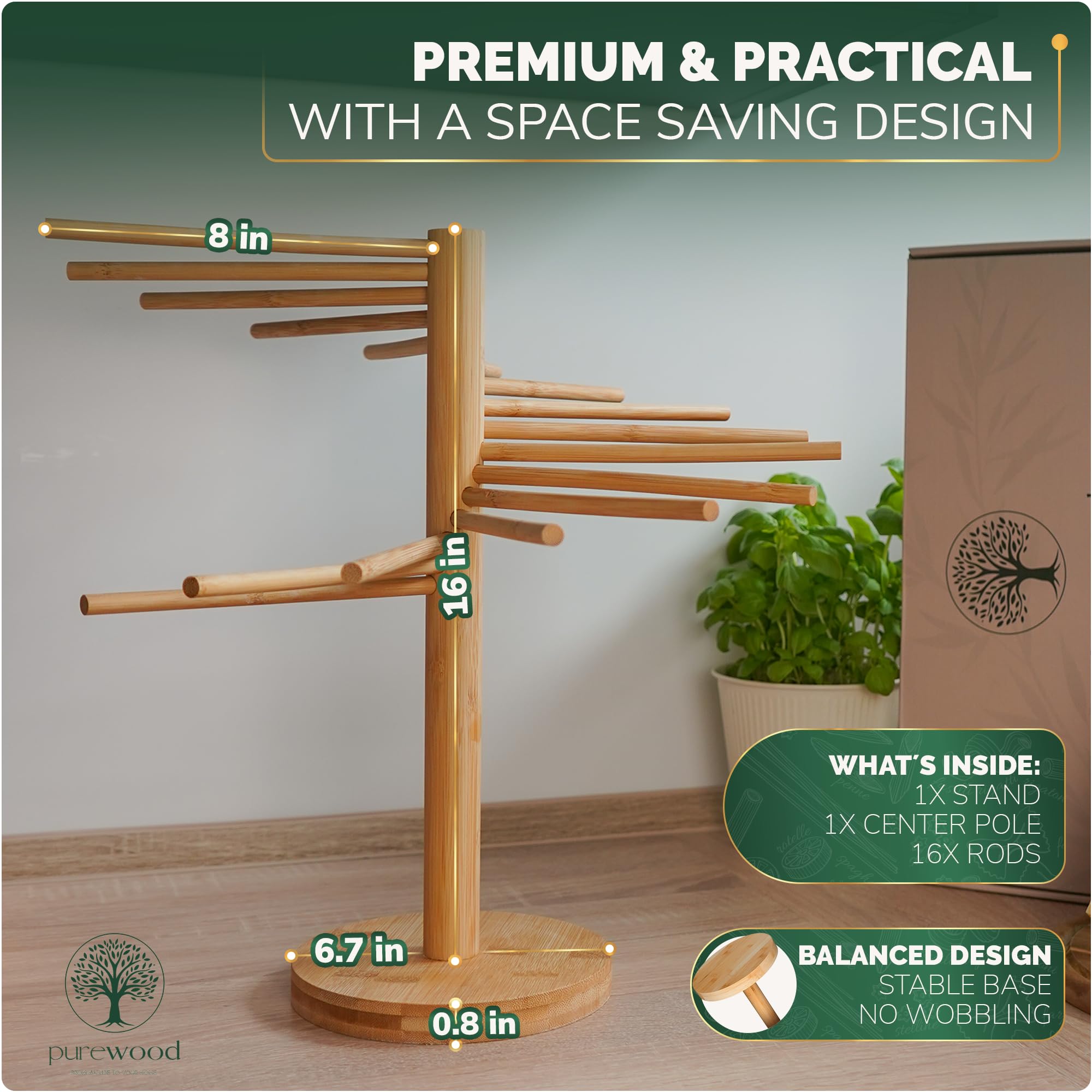 Purewood noodle dryer in a home kitchen ready to dry fresh pasta