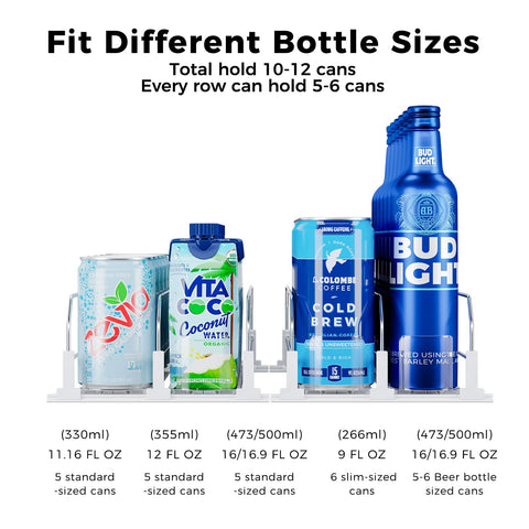 Adjustable width divider fits various bottle and can sizes