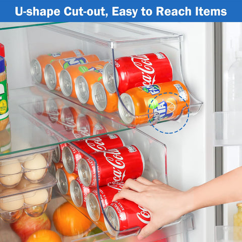 Puricon can organizer in freezer storage, showing stackable design.