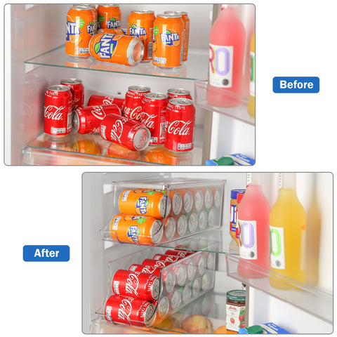 Puricon bins fitting in a fridge drawer for tidy beverages.
