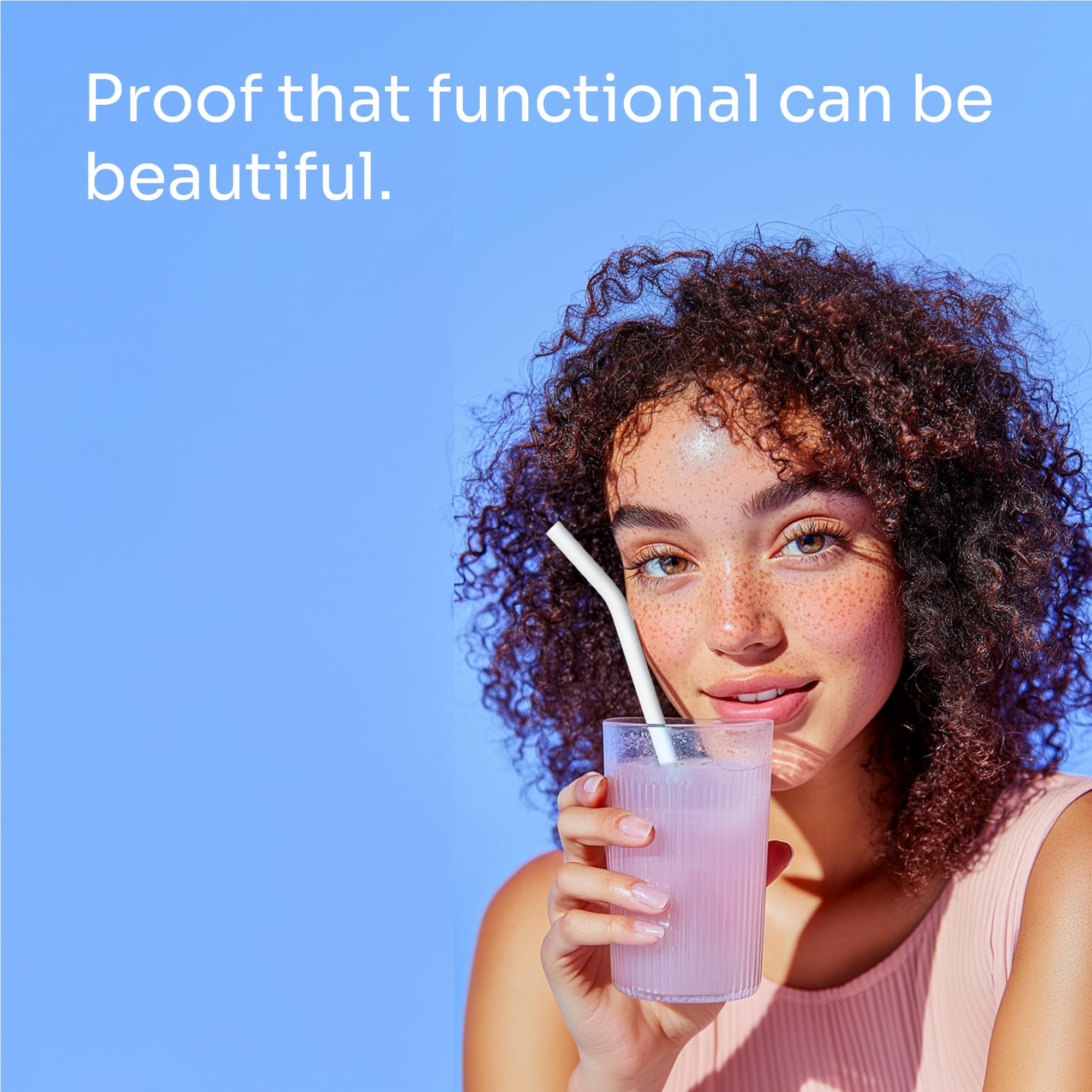 Purifyou 14.5-inch straw extended beside a 40 oz cup, for universal compatibility.