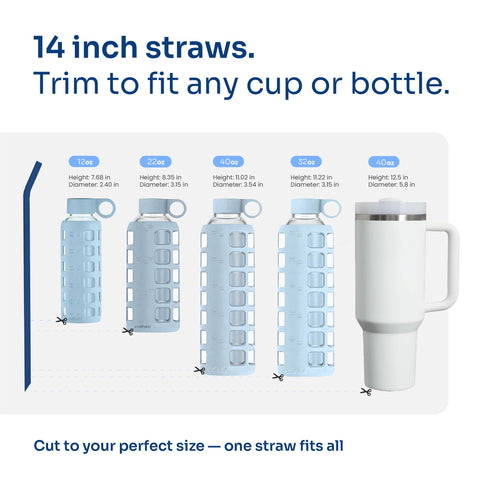 Purifyou Shale Green straw angled over a cup, highlighting the flexible tip for comfortable sipping.